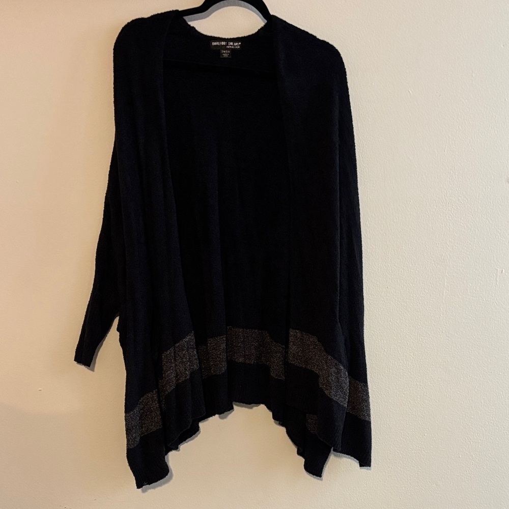 Barefoot Dreams CozyChic Lite Black & grey cardigan